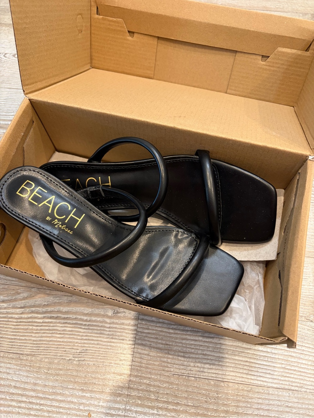Matisse Black Strappy Square-Toe Heeled Sandals